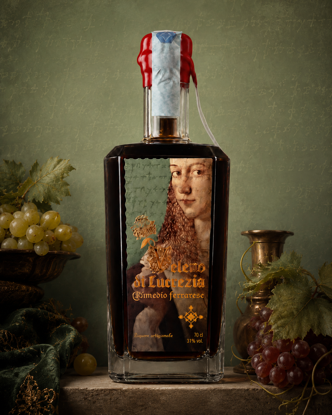 Bottiglia Veleno di Lucrezia — Amaro botanico ferrarese 70 cl, 31% vol.